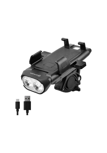 Briviga 650lm Telefon Tutuculu Bisiklet Ön Far + Powerbank Siyah