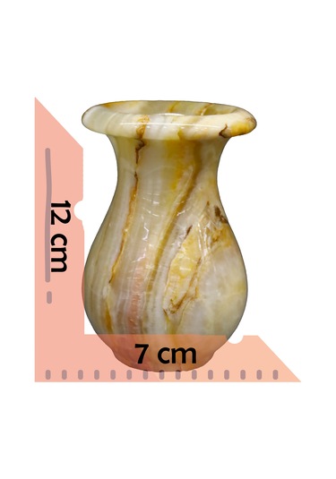 Doğal Oniks Taş Lale Vazo Şık Ve Dekoratif El İşçiliği-12cm