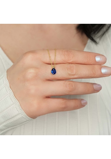 Mavi Topaz Taşlı Gümüş Kolye Ssagm18