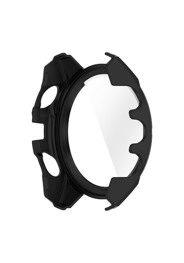 Garmin Tactix 8 İçin Amoled 51mm Temperli Film Entegre Pc İzle Koruyucu Kılıf Siyah Mavi