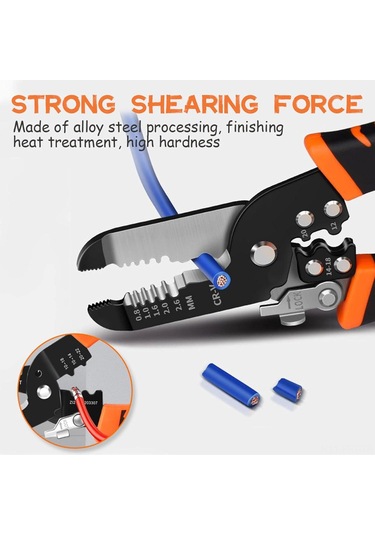 Hangfox Endüstriyel Elektrikçi Pense - 8 İnç Çok Fonksiyonlu Kablolu Kabloları Soyma, Kesme Ve Presleme Aleti
