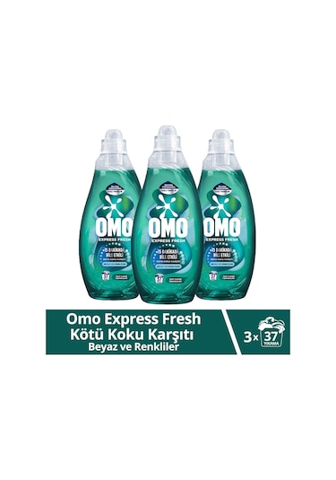 Omo Express Fresh Kötü Koku Karşıtı Beyaz ve Renkliler Sıvı Çamaşır Deterjanı 3 x 1480 ML