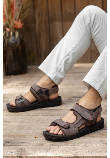 D2026 Günlük Ortopedik Confort Erkek Sandalet Kahverengi