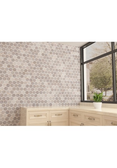 Tuqco Doğaltaş 2" Altıgen (Hexagon) Golden Eskitme Mermer Mozaik
