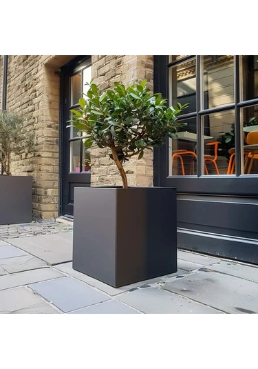 Mofiba Fiberglass Saksı Kare 30cm 30cm 30h Cm Siyah