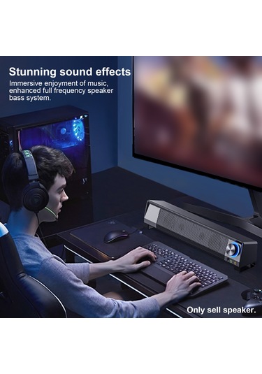 Ruicoo Sada V-199 Usb Güçlü Taşınabilir Masaüstü Hoparlör, Güçlü Bas Ve Stereo Ses Deneyimi, Siyah