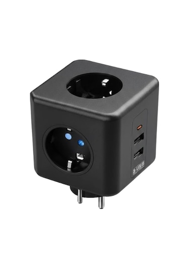 Ceylan Adam Akım Ve Voltaj Korumalı Küp Priz 3 Usb Destekli Standart