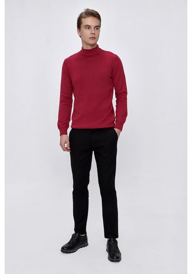 Basic Dinamik Fit Rahat Kesim Yarım Balıkçı Yaka Triko Kazak 99kc017002550 Kırmızı