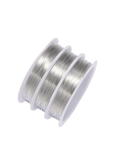 Xiyyadms 0.5mm Paslanmaz Bakır Tel - 7m Dıy Takı Yapımı İçin Esnek Ve Dayanıklı Kolye, Bileklik Teli 3 Renk Seçeneği Gümüş