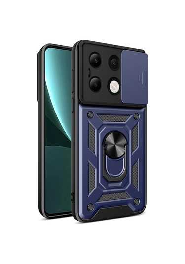 Xiaomi Redmi Note 13 4g Kılıf Kamera Koruma Sürgülü Antishock Magnetic Yüzüklü Standlı Kapak