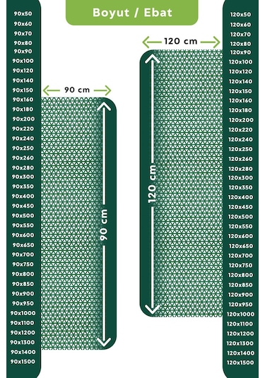 Kaydırmaz Yeşil Yıldız Yolluk Paspas En:90cm