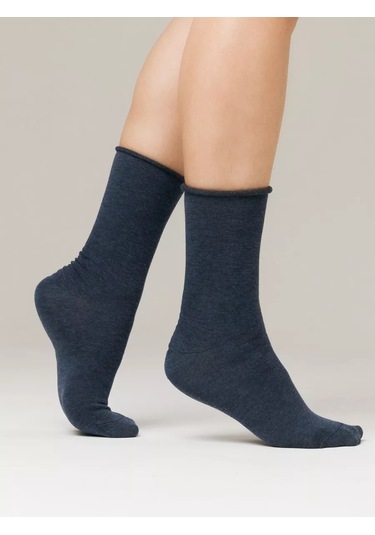 Fn Varan Kadın Tek Renkli Uzun Çorap 1 Çift 221582260 Mavi