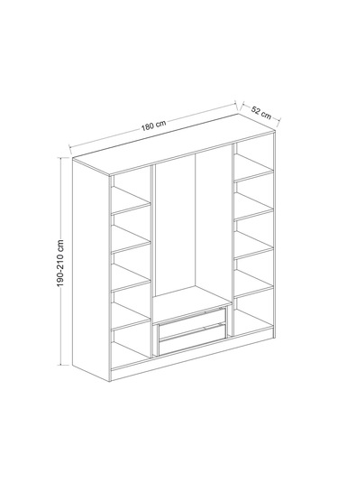 Kale 4 Kapak 2a 2ç Dolap Antrasit - Mebran Defne Ayna Antr 190cm Antrasit