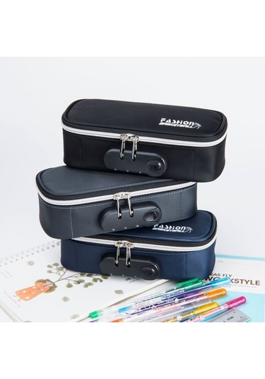 Agoodshop Erkekler Için Büyük Kapasiteli Kalem Kutusu Kırtasiye Kutusu Şifreli Kilitli Kalem Kutusu Ad-4001