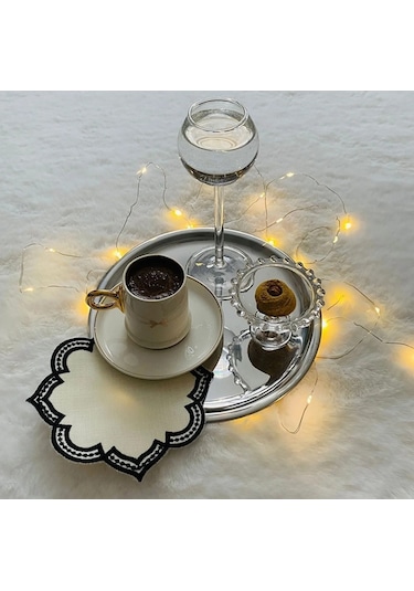 Bimote Gümüş Paslanmaz Çelik Sunum Servis Tepsisi 6'lı 21.5 CM