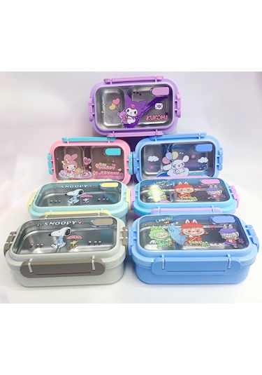 Kapibara 1 Paslanmaz Çelik Bölmeli Çocuk Yemek Seti - Sızdırmaz Gri