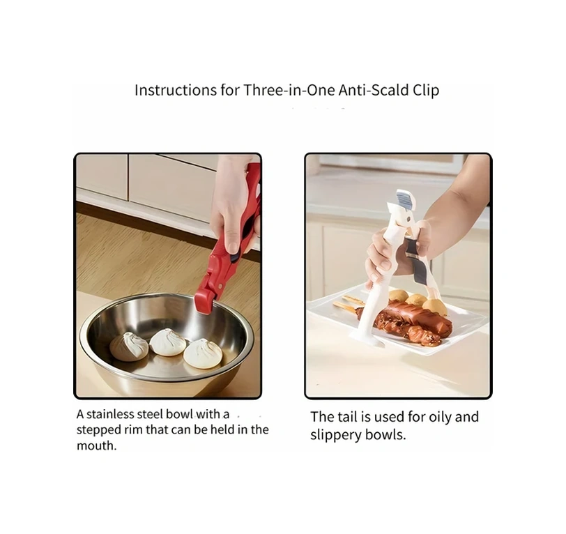 Willowhaven Beyaz 3ü1 Açılmaz Tutacak Kaymaz Çift Başlı Sıcak Tencere Ve Kase Kıskaç Beyaz