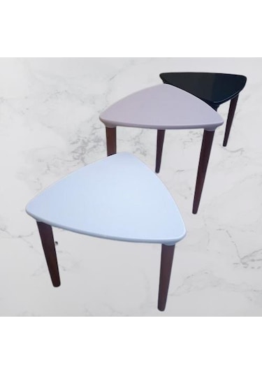 Zigon Sehpa Model 90517 Konik Ayak Üçgen Tabla Üç Renk Kutuda Sevk El Yapım