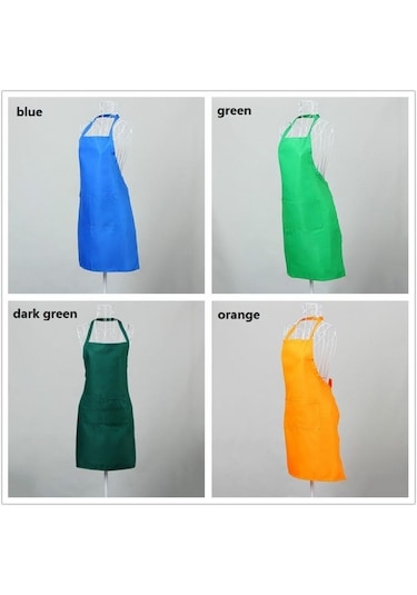 Turuncu Cepli Önlük Kalınlaştırılmış Pamuk Polyester Karışımı Yemek Pişirme Mutfağı Restoranı