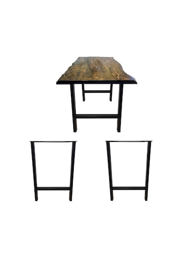 Bin1Fırsatt Metal Ayak Ofis Bahçe İş Yeri Masif Ahşap Kütük Masa Ayağı 76 Cm