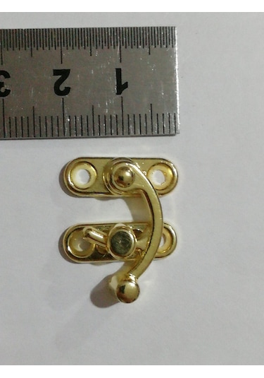 Küçük Yay Gözü Kancalı Kilit Sarı 10 adet Kutu Sandık ve Kapak Klipsi 20x24 mm