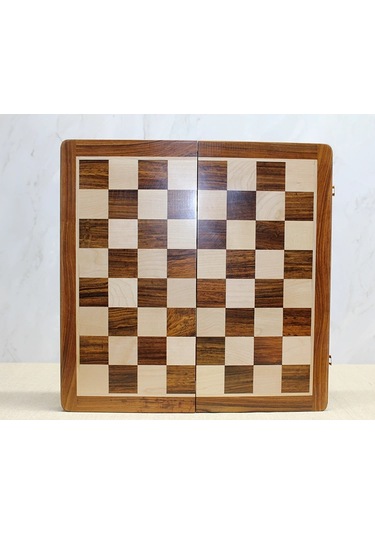 Mıknatıs Taşlı Ahşap Katlanabilir Kutulu Satranç Oyunu 40 Cm