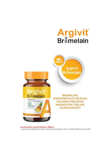 Bromelain Içeren Takviye Edici Gıda 500 Mg 60 Tablet