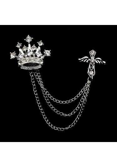 Yeni Retro Erkek Kostümü Pantolon Zincir Yafak Iğne Ejderha Geyik Taç Kafatası El Broşu 10 10 Çok Renkli