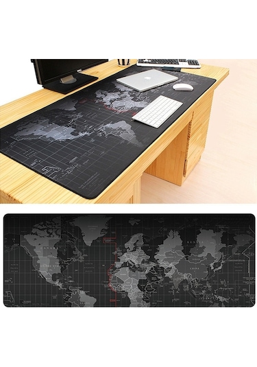 Genişletilmiş Büyük Kaymaz Dünya Haritası Desen Yumuşak Kauçuk Pürüzsüz Kumaş Yüzey Oyunu Mouse Pad Klavye Mat, Boyut: 70 X 30cm