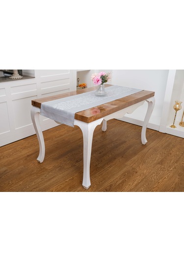 Finezza Lola Jakar Polyester Kumaş Gri Runner 45x150 cm - 1413