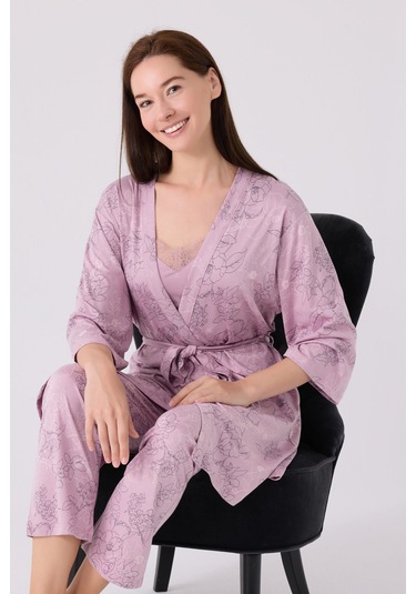 Pierre Cardin Kadın Mor 3lü Pijama Takımı Pc8875-s-v1 Mor