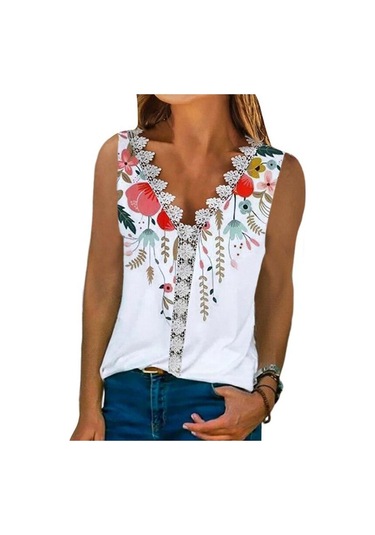V Yaka Dantel Çiçek Baskı Yaz Bluzlar Kadın 2023 Kolsuz Rahat Gömlek Üstleri Kadın Moda Zarif T Gömlek Kadın Giyim 24858 Tiger V Yaka Dantel Çiçek Baskı Yaz Bluzlar Kadın 2023 Kolsuz Rahat Gömlek Üstleri Kadın Moda Zarif T Gömlek Kadın Giyim 24858 Tiger