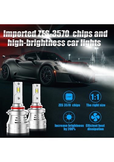 Xiyyadms 9005/hb3 200% Süper Parlak Araba Led Far Ampulü, 100w 6000k Ip68 Su Geçirmez, Tak Çalıştır, 2'li Paket