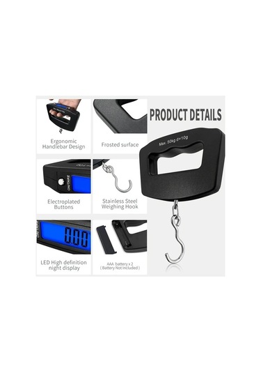 Trendooze Gaojunshop01 Siyah 110 23lb Kapasiteli Dijital El Terazisi - Maksimum Hizmet Siyah