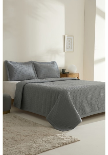 Karaca Home Liora Çift Kişilik Yatak Örtüsü Antrasit Antrasit
