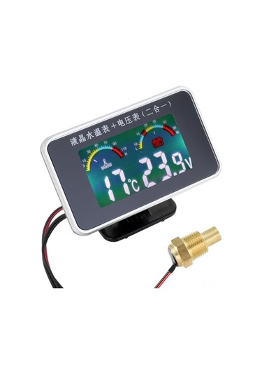 Besthome1 Araç Lcd Dijital Su Sıcaklığı Voltaj Göstergesi, Güneşe Dayanıklı 3d Ekranlı Sensörlü
