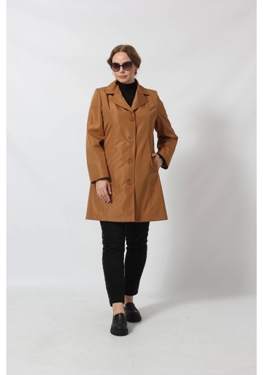 1670 Düğmeli Cep Detaylı Bondit Ceket Hardal