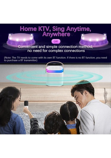 Mufunye Mini Karaoke Makinesi Taşınabilir Mikrofon Ve Ses Kutusu Seti Ev Ktv Bt Hoparlör 2 Mikrofonlu Ev Açı D