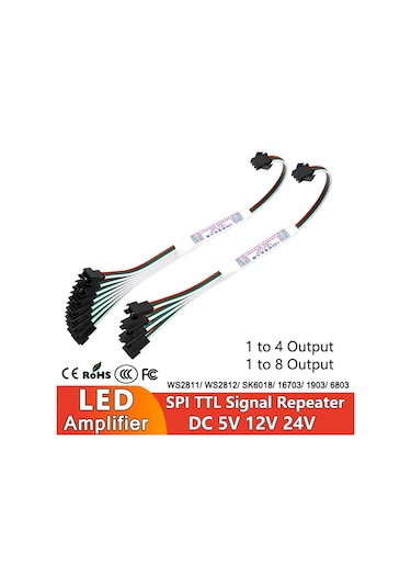 Hazar Led 4'lü Pixel Çoklayıcı Amplifier Ws2811-ws2812b Piksel Şerit Bağlantı Adaptör Çoğaltıcı Dağıtıcı Birleştirici Kablo 5-24v