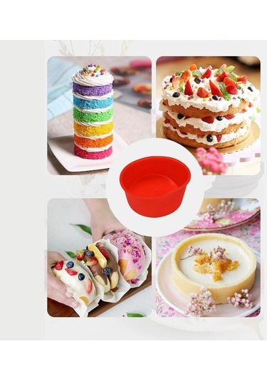 Ulzyvf Silikon Pişirme Tepsisi Mutfak Pişirme Mavi&kırmızı 4 Adet 10 İnç Kalıp Kabı Kırmızı - Mavi