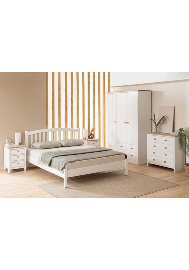 Nil Modern İnci Beyaz Çift Kişilik Karyola