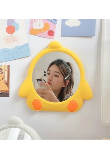 Caş Dekorasyon Sarı Renk Penguen Model Masa Aynası Sarı