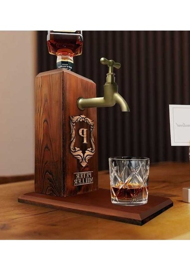 Novahub Muhteşem Kişiselleştirilmiş Ahşap İçki Standı-2 Musluklu
