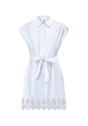 Onllou Lıfe Emb S/s Shırt Dress Ptm Beyaz Cok Renklı