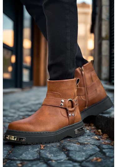 Derije Erkek Fermuarlı Bot Taba Mn227 Taba