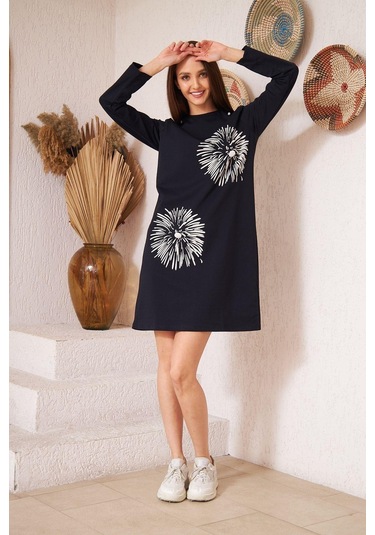 Darlin Moda Lacivert Düğme Detaylı Tunik DM60346 Lacivert