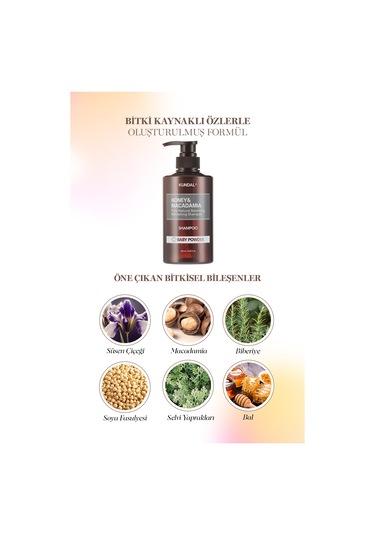 Kundal Honey & Macadamia Baby Powder Nature Şampuan 500 ML