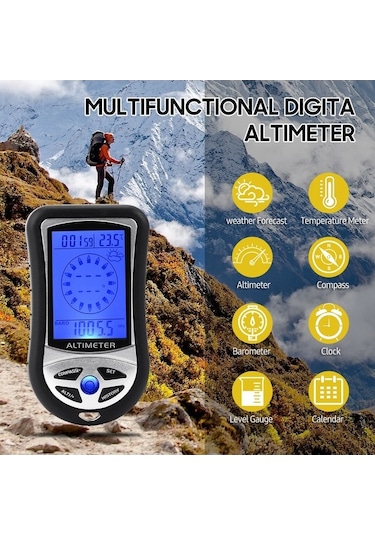 Novahub Abs Malzeme, Yükseklik Barometre Ölçümü, 8 Yönlü Pusula, Sıcaklık, Aaa Pil Dijital Metre