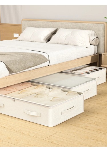 1 Adet Pamuk Ve Keten Şeffaf Yatak Alt Saklama Çantası Ev Diğer