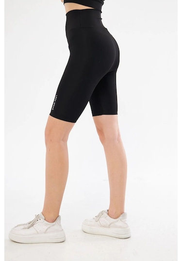Lesa Wear Yüksek Bel Likralı Toparlayıcı Kısa Şort Tayt Siyah